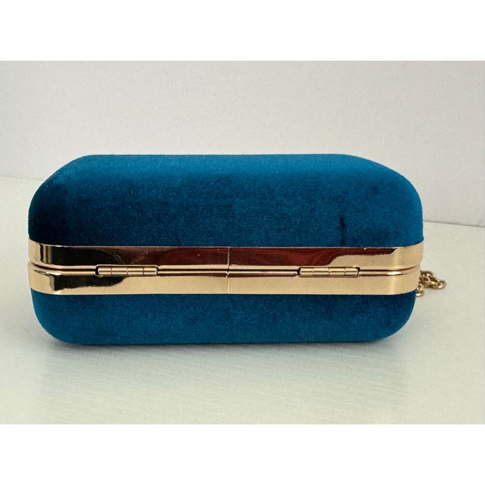 Who What Wear Teal Velvet Clutch Gold Chain Evening Bag Target - Picture 8 of 13